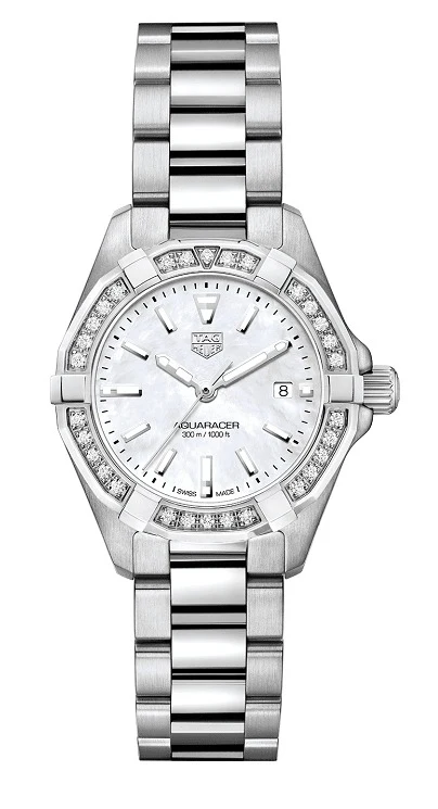 TAG Heuer Aquaracer 300M Quartz 27 Stainless Steel / Diamond / MOP / Bracelet WBD1413.BA0741 – Steel, 27 mm