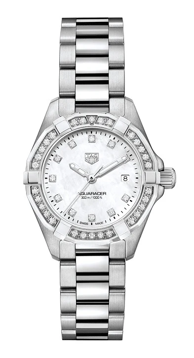 TAG Heuer Aquaracer 300M Quartz 27 Stainless Steel / Diamond / MOP - Diamond / Bracelet WBD1415.BA0741 – Steel, 27 mm