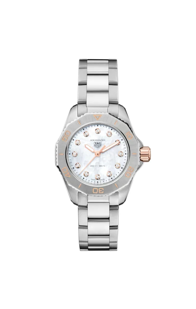 TAG Heuer Aquaracer Professional 200 Quartz 30 Stainless Steel - Rose Gold / MOP WBP1450.BA0622 – Steel and gold, 30 mm