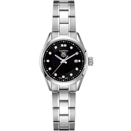 TAG Heuer Carrera Quartz 27 Stainless Steel / Black - Diamond / Bracelet WV1410.BA0793 – Steel, 27 mm